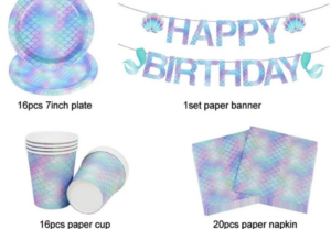 Mermaid theme plates cups napkins